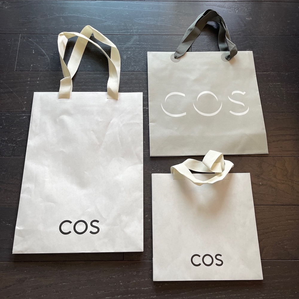 COS white grey shopping bag gift tote decoration storage lot of 3